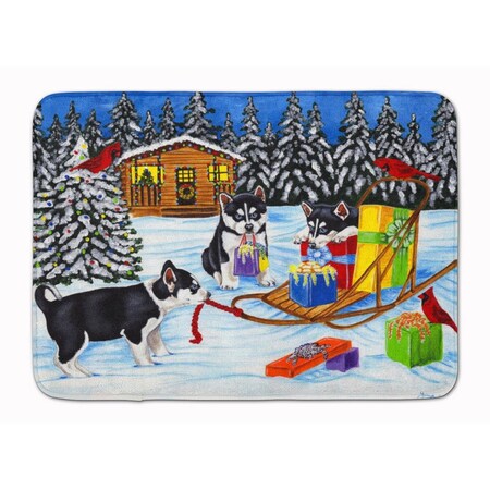 Carolines Treasures Christmas Mush Siberian Husky Machine Washable Memory Foam Mat AMB1318RUG